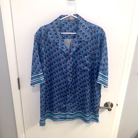 blue dior button up shirt
